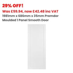 1981mm x 686mm x 35mm Premdor Moulded 1 Panel Semi-Solid Smooth PEFC Certified