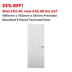 1981mm x 762mm x 35mm Premdor Moulded 5 Panel Textured Vertical Semi-Solid Door FSC® Certified