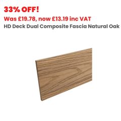 11mm x 72mm x 3600mm HD Deck Dual Composite Decking Fascia Natural Oak