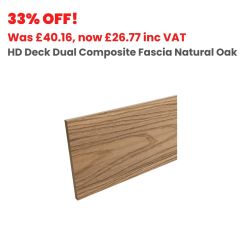 11mm x 150mm x 3600mm HD Deck Dual Composite Decking Fascia Natural Oak