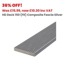 11mm x 74mm x 3600mm HD Deck 150 (FR) Composite Decking Fascia Silver