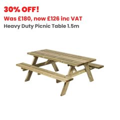 Heavy Duty Picnic Table 1.5m Green Treated to UC3 (PT3) FSC® certified