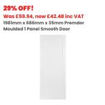 1981mm x 686mm x 35mm Premdor Moulded 1 Panel Semi-Solid Smooth PEFC Certified
