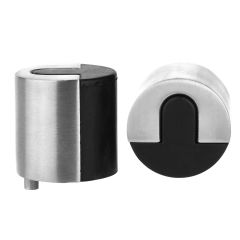 Satin Stainless Steel Door Stop Floor Mounted Large Round 40mm