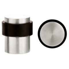 Satin Stainless Steel Door Stop Floor Mounted Round Collared Flat Top 35mm